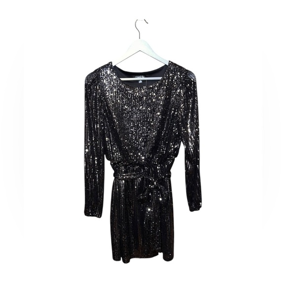 Crystal Sky Black Sequin Mini Dress | Medium - Picture 1 of 7